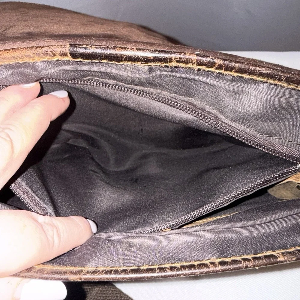 Unbranded Dark Brown Leather Shoulder Messenger Crossbody Bag Purse